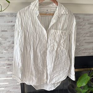 White Striped Button-Up Shirt